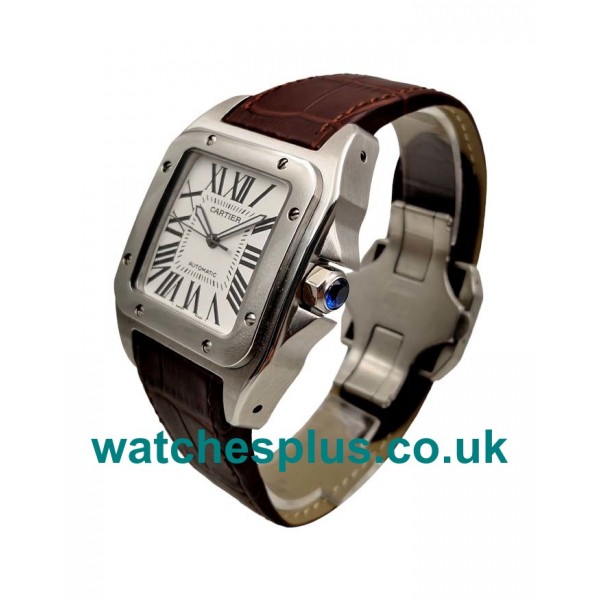 UK Best Cartier Santos 100 W20106X8 Replica Watches With White Dials For Men