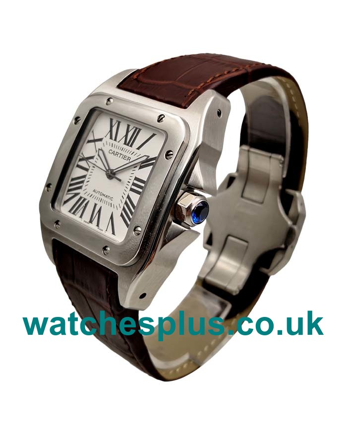 UK Best Cartier Santos 100 W20106X8 Replica Watches With White Dials For Men