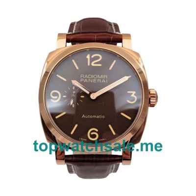 UK Swiss 47 MM Fake Panerai Radiomir PAM00515 With Brown Dials Red Gold Cases For Sale