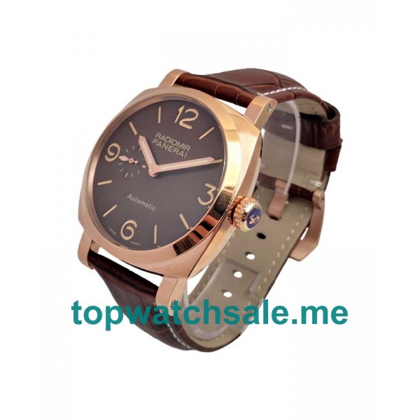 UK Swiss 47 MM Fake Panerai Radiomir PAM00515 With Brown Dials Red Gold Cases For Sale