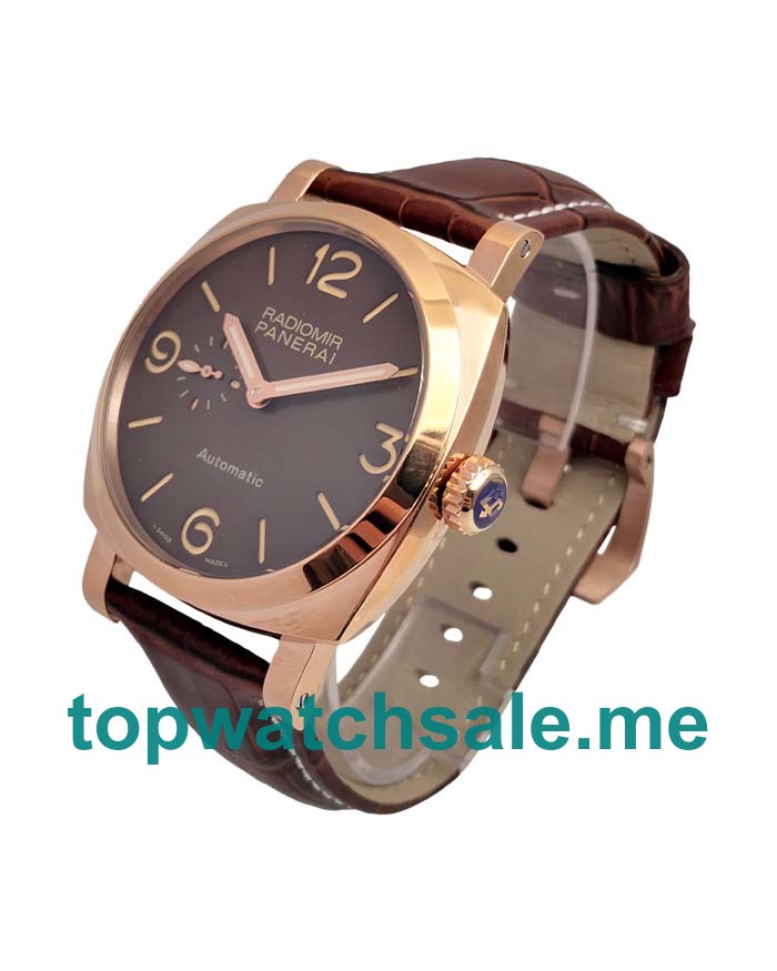 UK Swiss 47 MM Fake Panerai Radiomir PAM00515 With Brown Dials Red Gold Cases For Sale