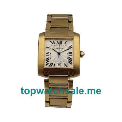 UK Swiss Made Fake Cartier Tank Francaise W50001R2 With Silver Dials Gold Cases For Sale