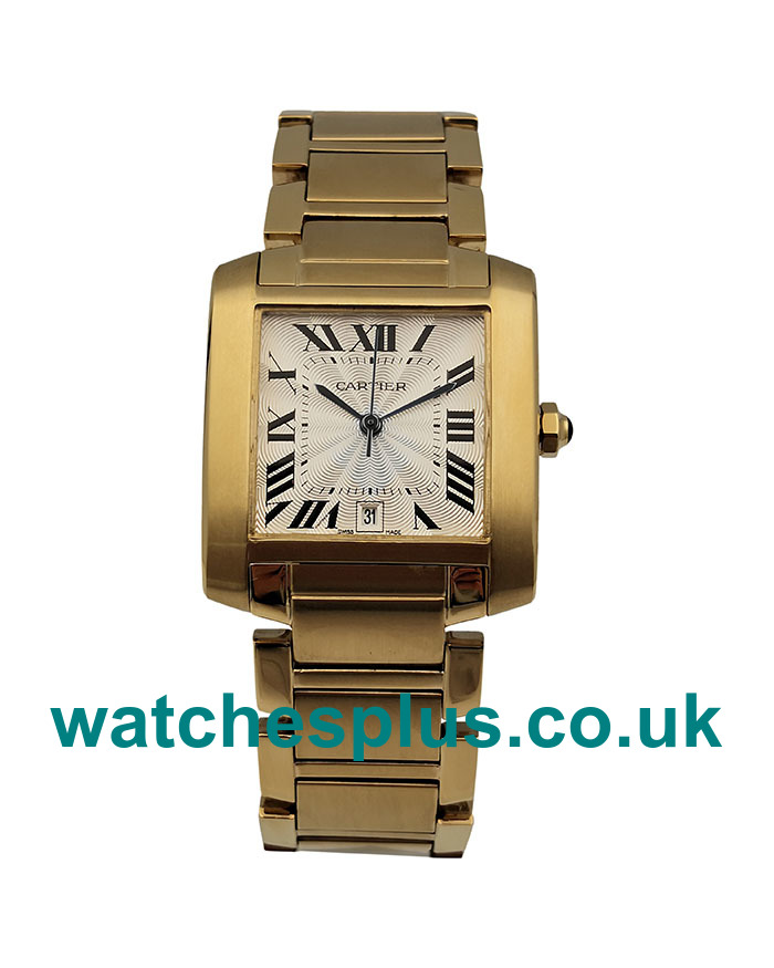 UK Swiss Made Fake Cartier Tank Francaise W50001R2 With Silver Dials Gold Cases For Sale