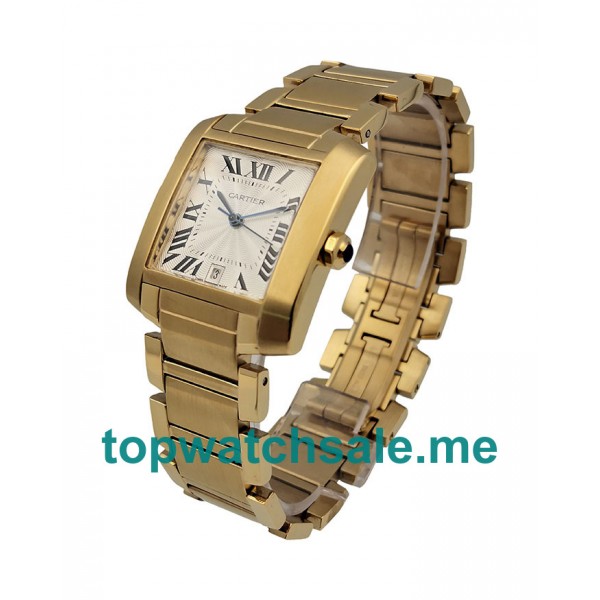 UK Swiss Made Fake Cartier Tank Francaise W50001R2 With Silver Dials Gold Cases For Sale