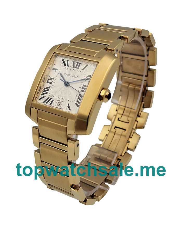 UK Swiss Made Fake Cartier Tank Francaise W50001R2 With Silver Dials Gold Cases For Sale