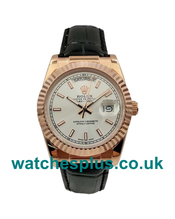 UK Perfect Rolex Day-Date 118135 Replica Watches With Silver Dials For Sale