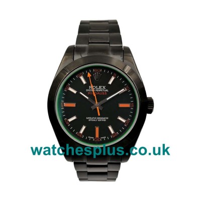 UK Best 1:1 Rolex Milgauss 116400 GV Replica Watches With Black Dials For Men