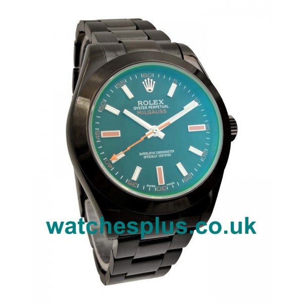 UK Best 1:1 Rolex Milgauss 116400 GV Replica Watches With Black Dials For Men