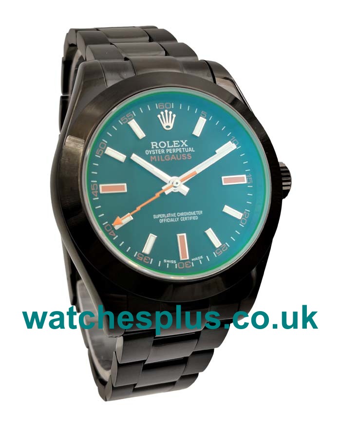 UK Best 1:1 Rolex Milgauss 116400 GV Replica Watches With Black Dials For Men