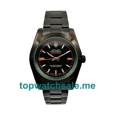 UK Cheap Rolex Milgauss 116400 GV Replica Watches With Black Dials Online