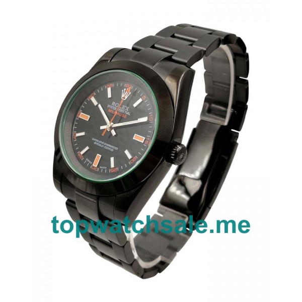 UK Cheap Rolex Milgauss 116400 GV Replica Watches With Black Dials Online