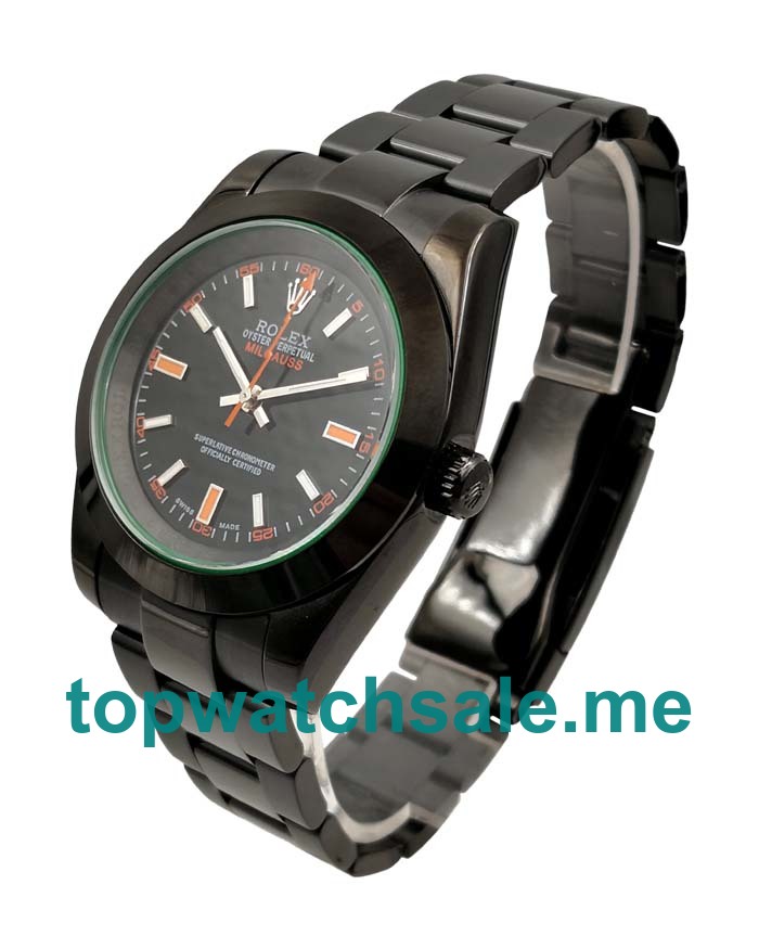 UK Cheap Rolex Milgauss 116400 GV Replica Watches With Black Dials Online