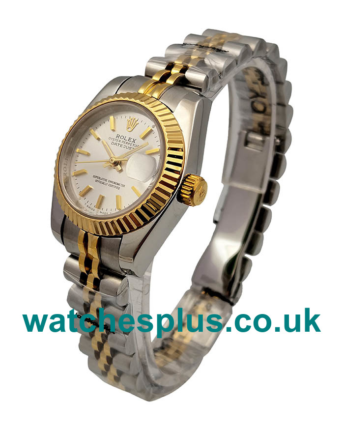 Best Quality Rolex Lady-Datejust 179173 Replica Watches With Silver Dials For Women