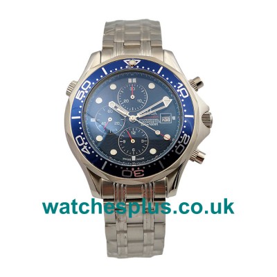 UK Perfect Fake Omega Seamaster Chrono Diver 2225.80.00 With Blue Dials Steel Cases For Sale