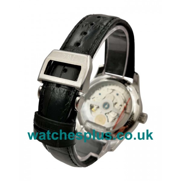 UK Best Fake IWC Portugieser IW500114 White Dial Steel Case Black Leather Strap