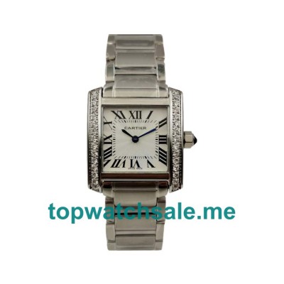 UK Best 1:1 Cartier Tank Francaise WE1002S3 Replica Watches With Silver Dials For Women