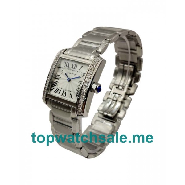 UK Best 1:1 Cartier Tank Francaise WE1002S3 Replica Watches With Silver Dials For Women