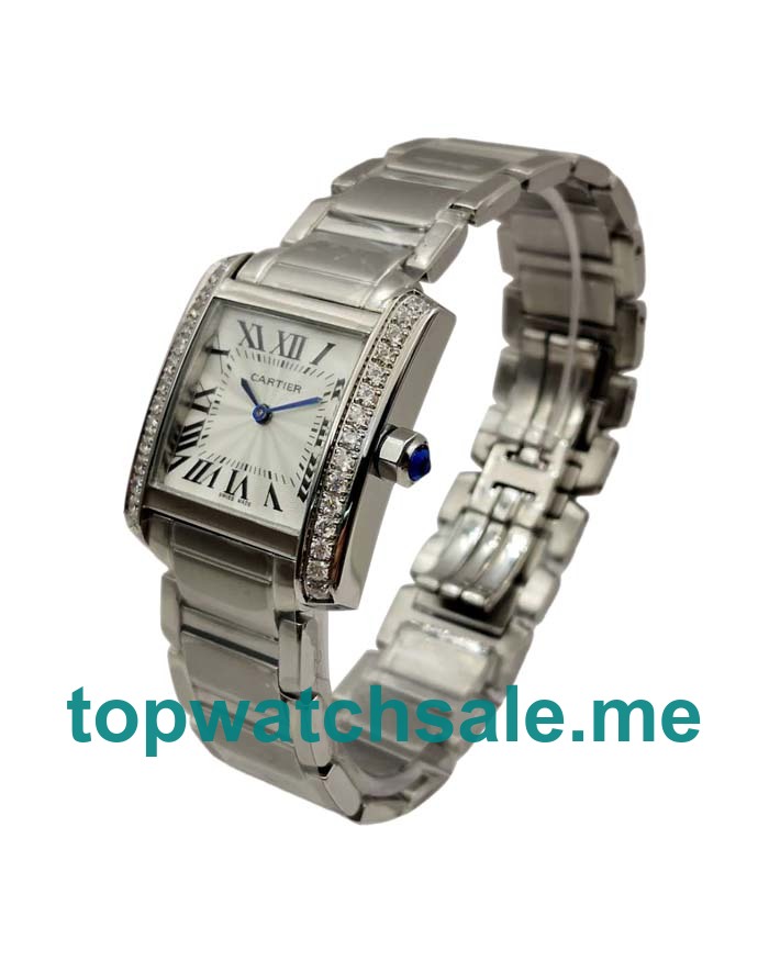 UK Best 1:1 Cartier Tank Francaise WE1002S3 Replica Watches With Silver Dials For Women