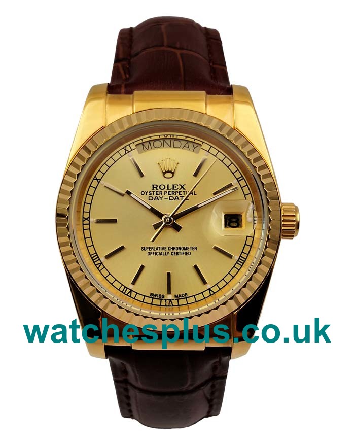 Best 1:1 Rolex Day-Date 18038 Fake Watches With Champagne Dials Online