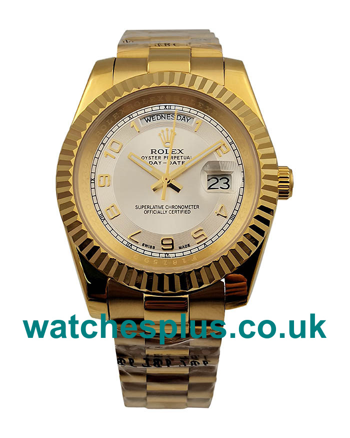 UK Perfect Rolex Day-Date II 218238 Replica Watches With Ivory Dials For Sale