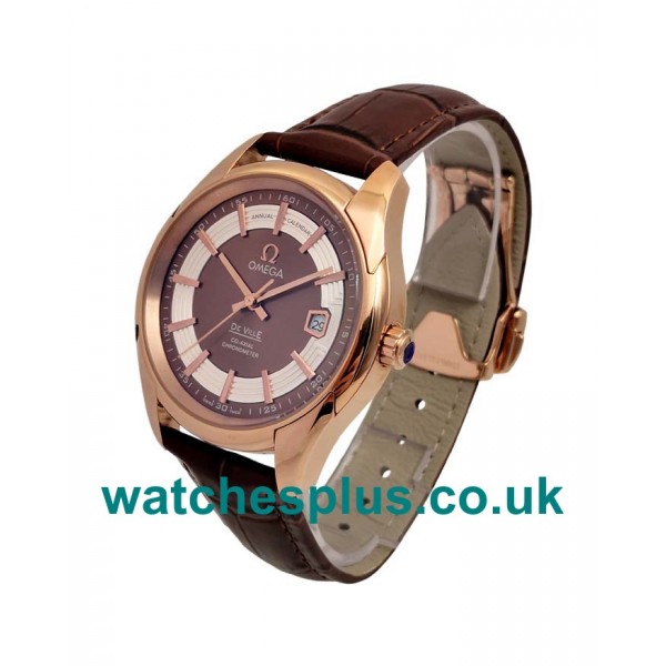 UK Perfect Omega De Ville Hour Vision 431.63.41.21.13.001 Replica Watches With Brown Dials For Men