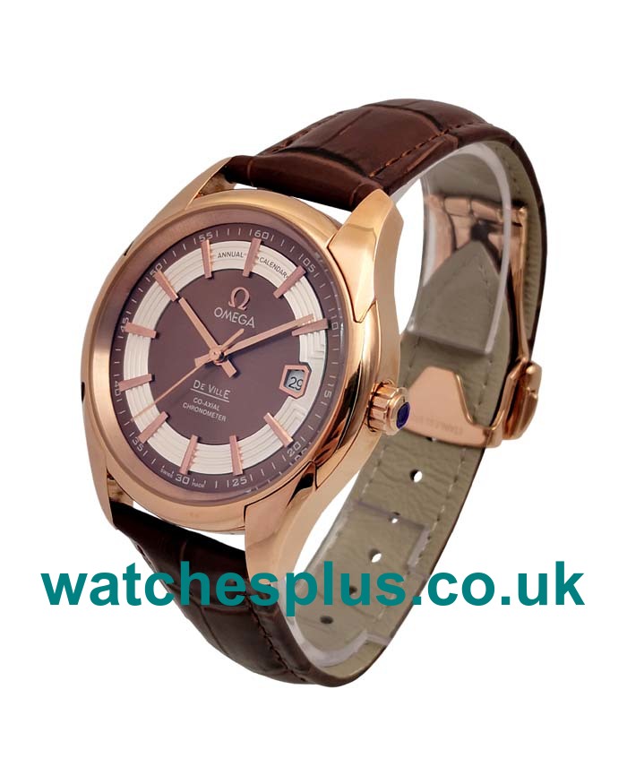 UK Perfect Omega De Ville Hour Vision 431.63.41.21.13.001 Replica Watches With Brown Dials For Men