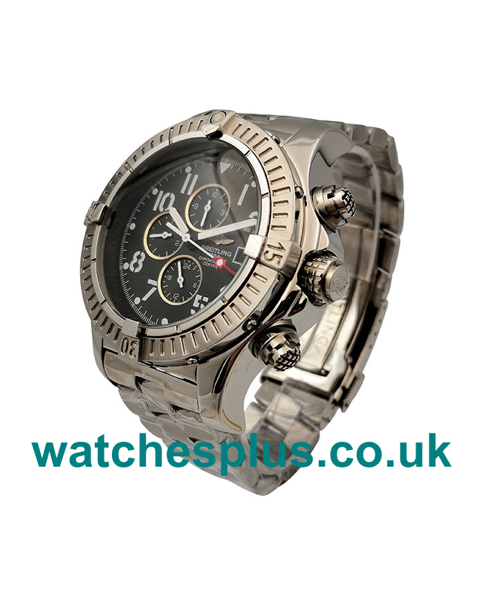 UK Swiss Replica Breitling Chrono Avenger E13360 Black Dial Titanium Bracelet