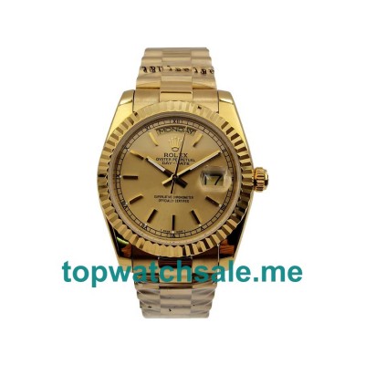 High Quality 36 MM Rolex Day-Date 1803 Fake Watches With Champagne Dials For Sale