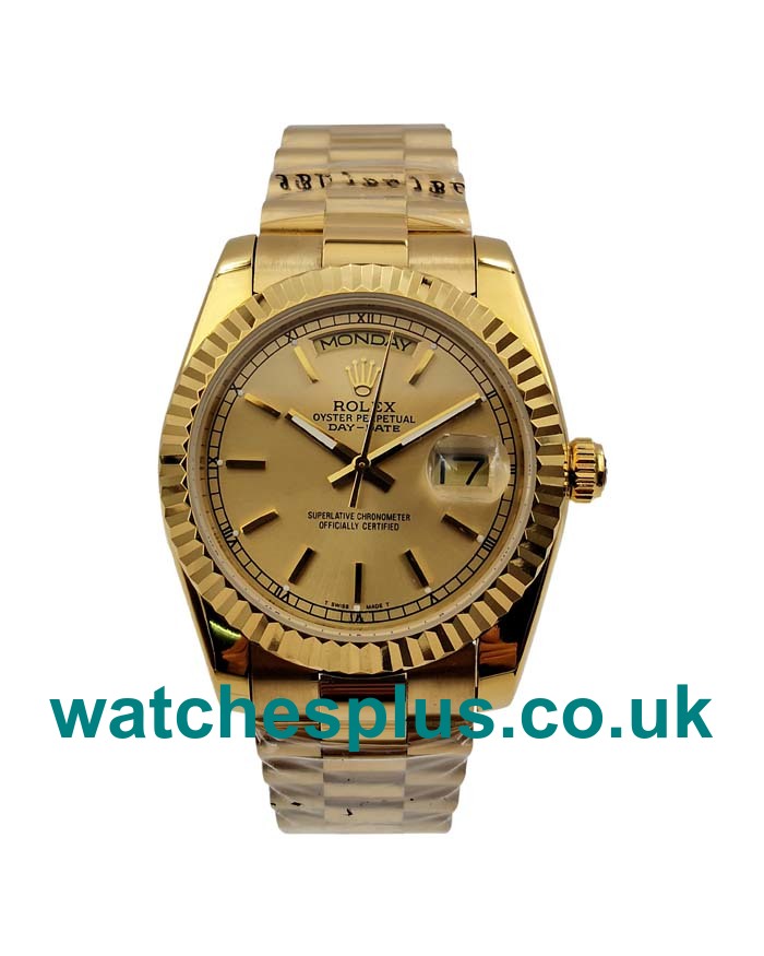 High Quality 36 MM Rolex Day-Date 1803 Fake Watches With Champagne Dials For Sale