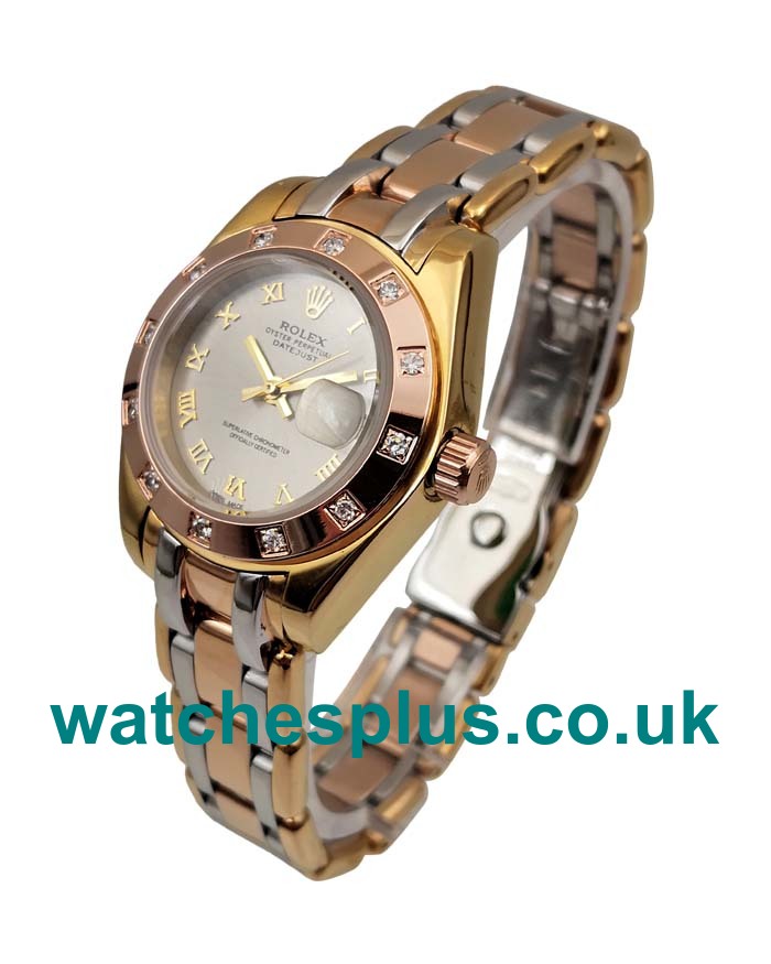 UK Best Quality Rolex Pearlmaster 80318 Replica Watches With Rhodium Dials For Women