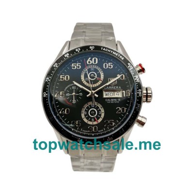 UK Perfect 44 MM Fake TAG Heuer Carrera CV2A10.BA0796 Black Dials Steel Cases Online