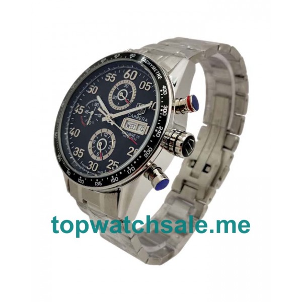 UK Perfect 44 MM Fake TAG Heuer Carrera CV2A10.BA0796 Black Dials Steel Cases Online