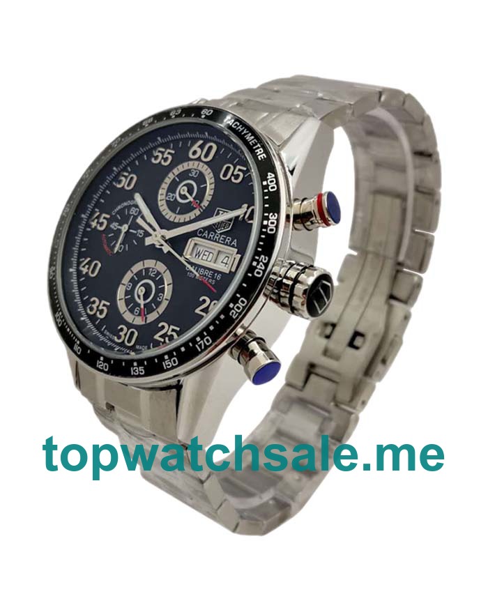 UK Perfect 44 MM Fake TAG Heuer Carrera CV2A10.BA0796 Black Dials Steel Cases Online