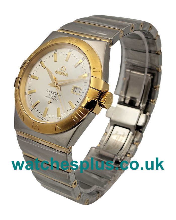 UK Luxury Fake Omega Constellation 123.20.38.21.02.005 With Silver Dial Steel & Gold Case