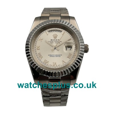 UK Perfect 1:1 Rolex Day-Date II 218239 Replica Watches With Silver Dials For Sale