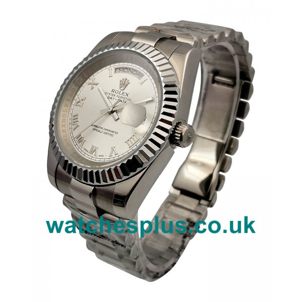 UK Perfect 1:1 Rolex Day-Date II 218239 Replica Watches With Silver Dials For Sale