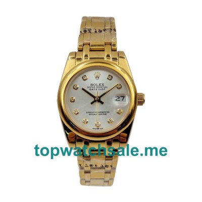 UK Best 1:1 Rolex Pearlmaster 81208 Replica Watches With Silver Dials For Women