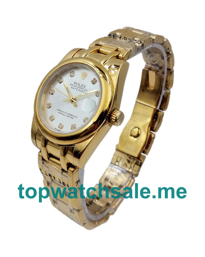 UK Best 1:1 Rolex Pearlmaster 81208 Replica Watches With Silver Dials For Women