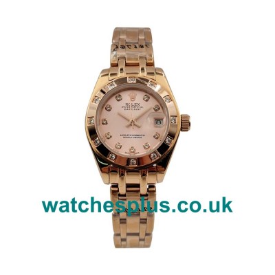 UK High Quality Rolex Pearlmaster 80315 Replica Watches With Rose Dials For Women