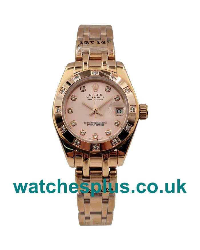 UK High Quality Rolex Pearlmaster 80315 Replica Watches With Rose Dials For Women