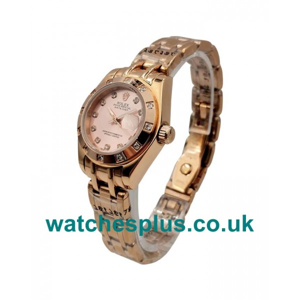 UK High Quality Rolex Pearlmaster 80315 Replica Watches With Rose Dials For Women