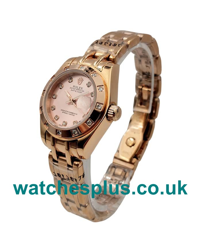 UK High Quality Rolex Pearlmaster 80315 Replica Watches With Rose Dials For Women