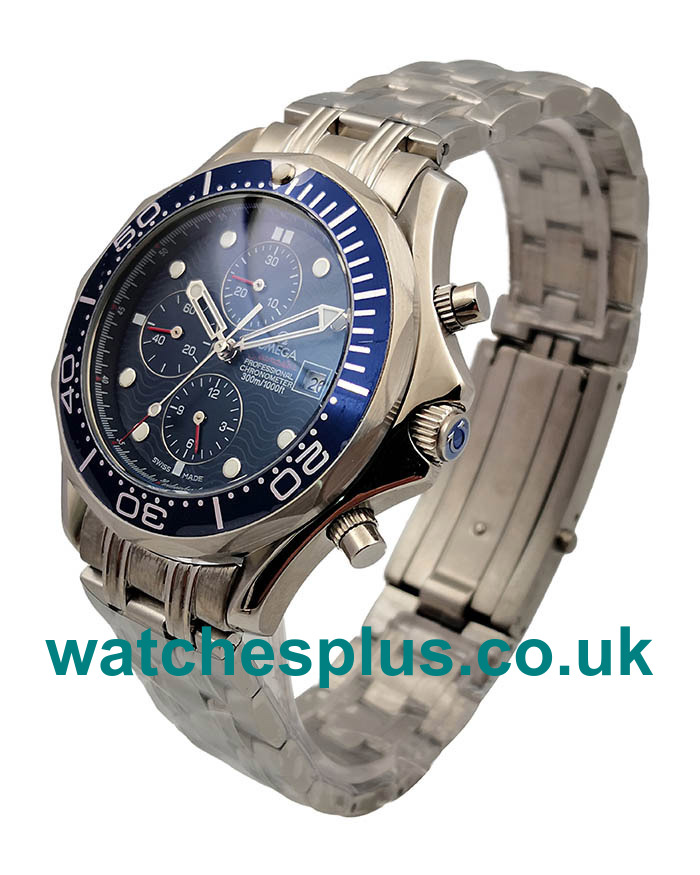 UK Best Quality Replica Omega Seamaster Chrono Diver 2599.80.00 With Blue Dials Steel Cases For Men