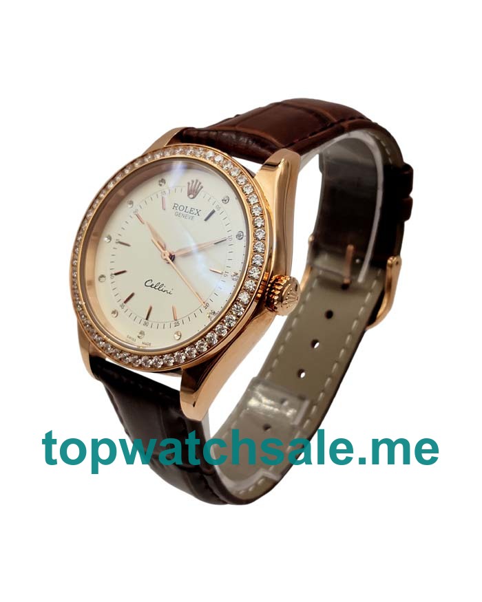 UK Perfect Rolex Cellini 5310 Replica Watches With 39 MM Rose Gold Cases For Sale