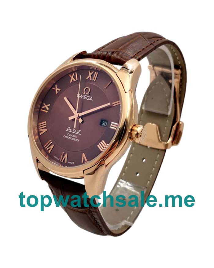 AAA Quality Omega De Ville Hour Vision 431.53.41.21.13.001 Replica Watches With Rose Gold Cases For Men