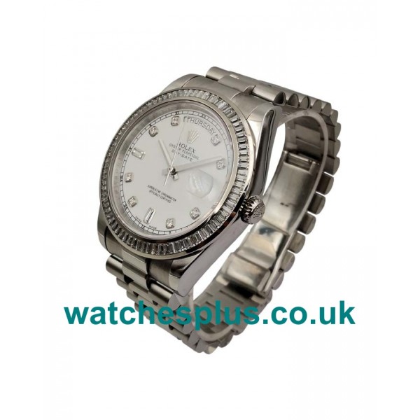 UK AAA Quality Rolex Day-Date 118346 Replica Watches With White Dials And Steel Cases For Sale