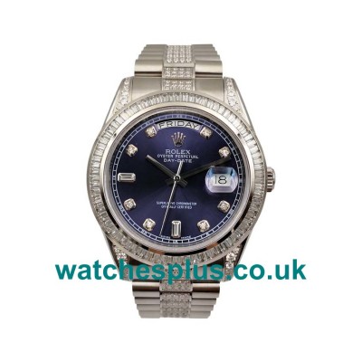 UK 41 MM Luxury Replica Rolex Day-Date 118346 With Blue Dials And Steel Cases For Sale