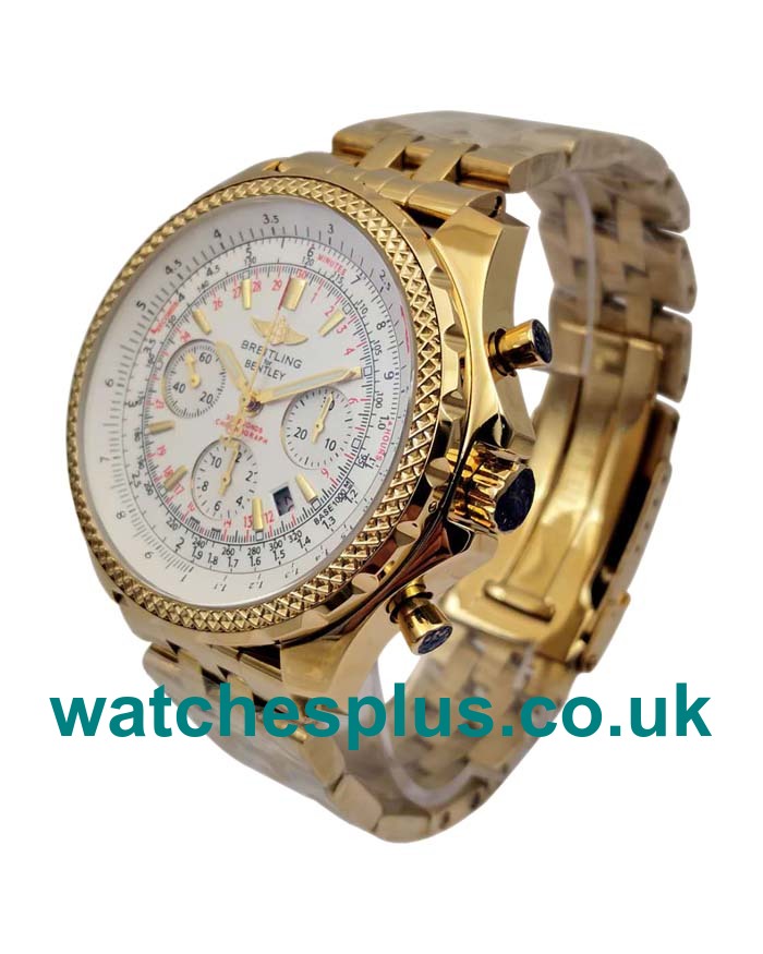 UK AAA Quality Fake Breitling Bentley Motors A25362 With White Dials And Gold Cases For Men