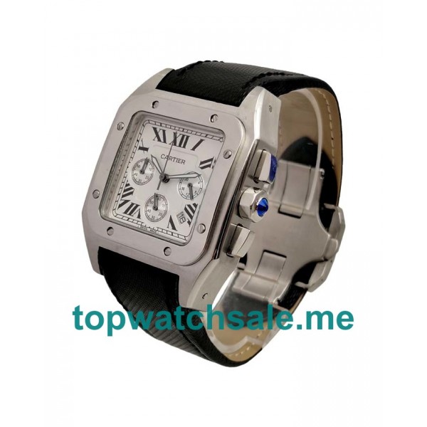 UK Perfect 1:1 Cartier Santos 100 W20090X8 Replica Watches With Silver Dials For Sale