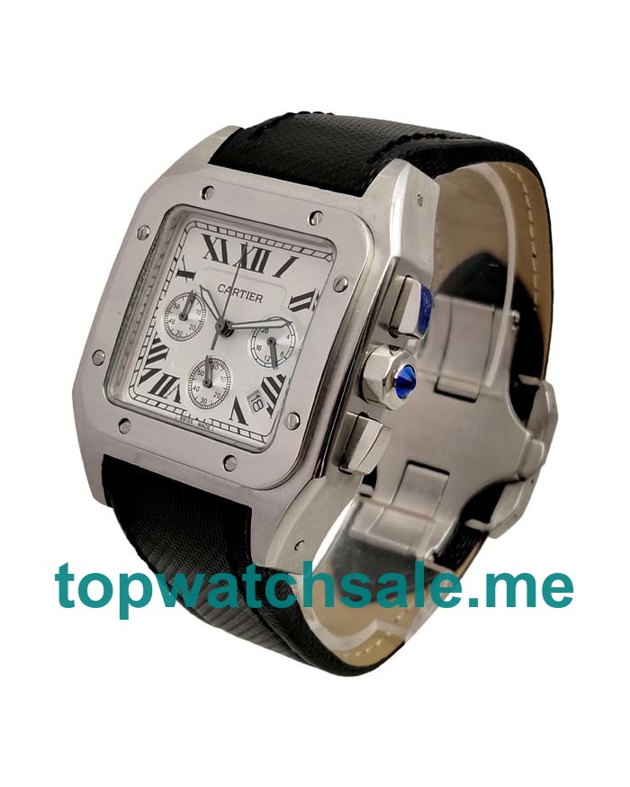 UK Perfect 1:1 Cartier Santos 100 W20090X8 Replica Watches With Silver Dials For Sale